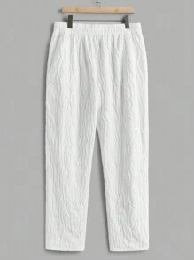 Manfinity VCAY 2 件男士针织休闲宽松长袖运动衫和抽绳腰直筒裤套装，年轻时尚，适合秋冬 - 白色 - 查看 7