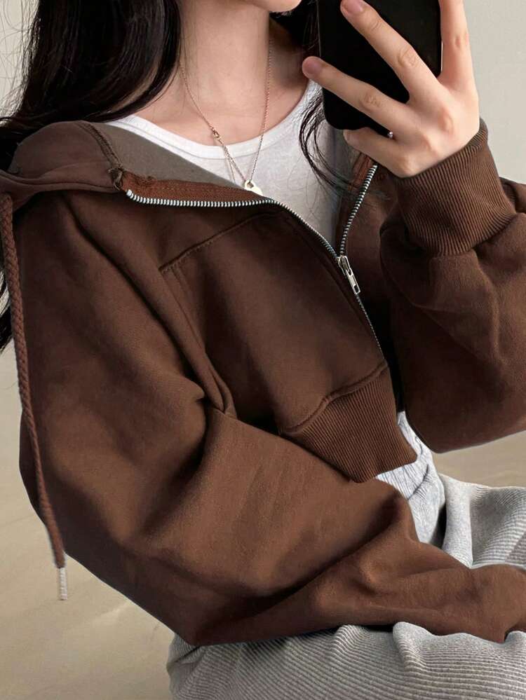 Women's Casual Hooded Short Zip-Up Fleece Sweatshirt, Autumn/Winter,Fall Women Clothes Jacket Hoodies