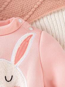 SHEIN 女宝宝兔子刺绣蝴蝶结连衣裙，温暖舒适时尚可爱，适合秋冬外出穿