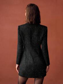 MOTF PREMIUM TWEED LAPEL COLLAR FLAP DETAIL SLIM FIT SHORT DRESS