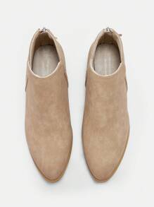 CUCCOO CURVES 宽版时尚女士户外/通勤米色和裸色粗跟踝靴，适合圣诞节和新年假期氛围秋冬季 - 米色 - 查看 5