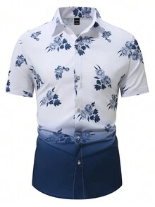Manfinity RSRT 1 Áo sơ mi nam tay ngắn in hoa cài nút phía trước (In bất đối xứng) - Nhiều màu - Xem 6