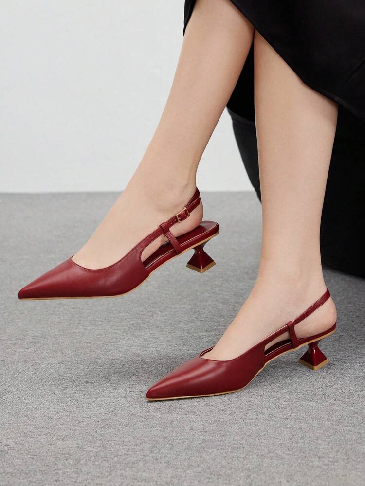 CUCCOO BIZCHIC White PU Leather Women's Low Heel Pointed Toe Casual Flats
