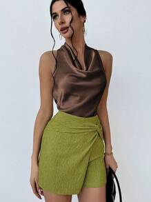 Firerie Women Elegant Sexy Holiday Music Festival Back To School Leopard Print Draped Neck Sleeveless Blouse Old Money Homecoming Going Out Tops Work Women Blouses Women Shirts