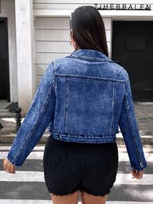 Flirla Chaqueta corta informal de talla grande con botones a presión delanteros, de uso versátil para el otoño