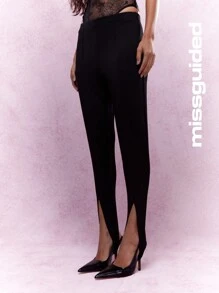 MISSGUIDED Jersey Stirrup Leggings - Black - View 4