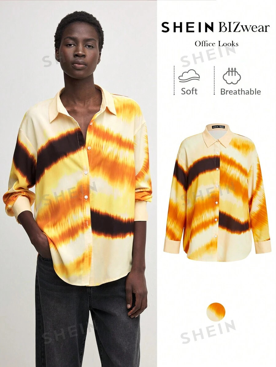 BizChic Camisa de manga larga con estampado navideño, camisa de manga larga amarilla de Acción de Gracias, ropa de invierno