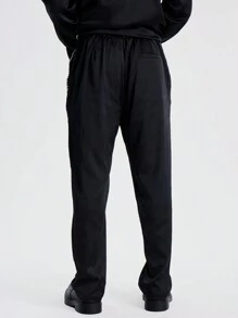 Musero 男士修身锥形直筒时尚裤套装（仅限秋冬款） - 黑色 - 查看 4