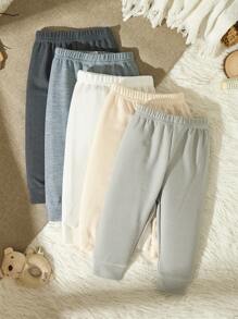 SHEIN Vintaside Kids Baby Boy 5pcs Solid Waffle Knit Sweatpants - Multicolor - View 3