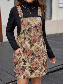 Flirla 大码女式花卉图案休闲吊带连衣裙