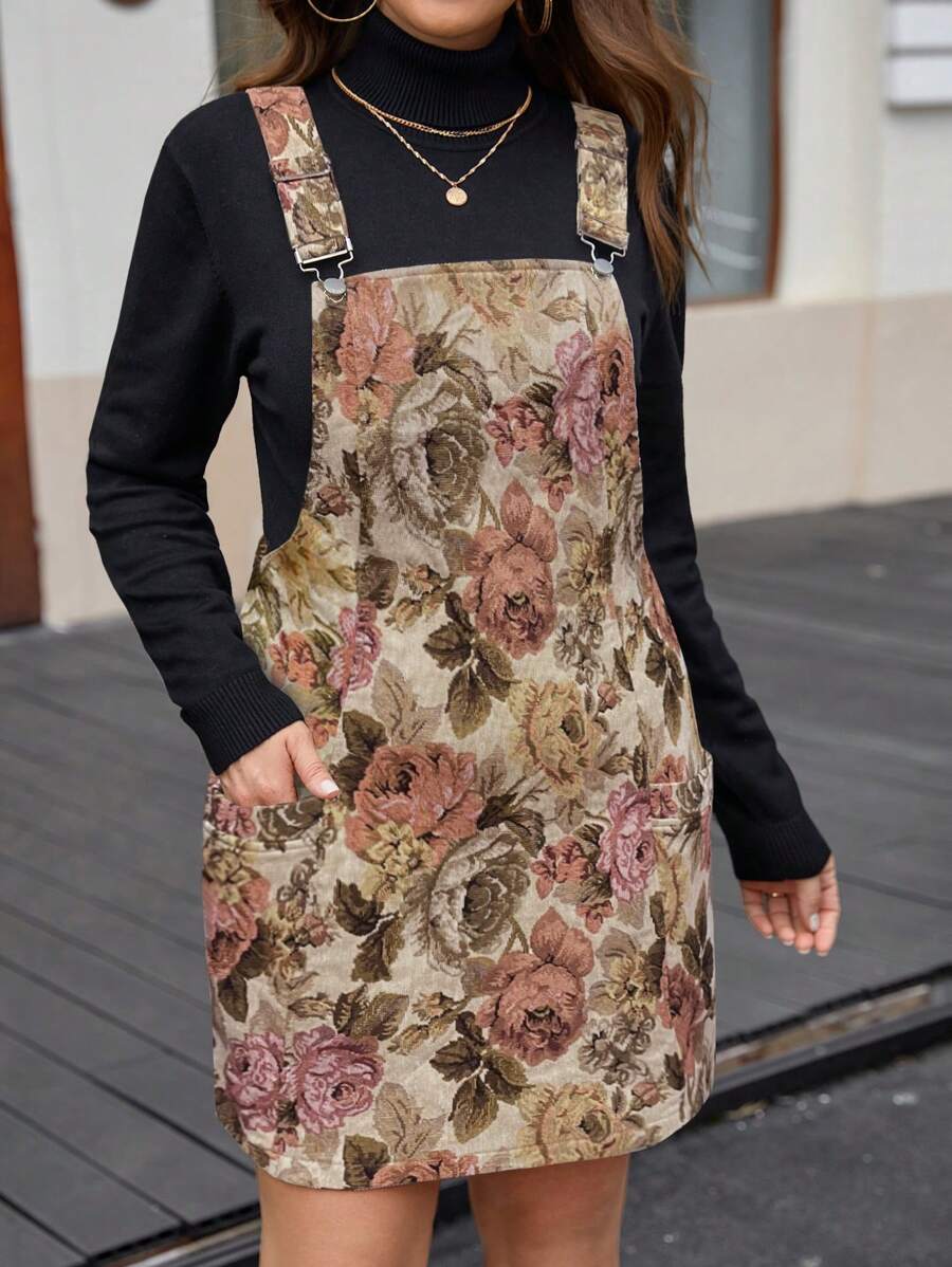 Flirla 大码女式花卉图案休闲吊带连衣裙