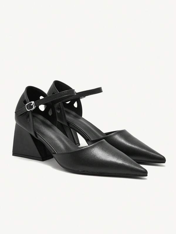 CUCCOO CHICEST Mocassins à bout pointu à talon moyen noirs pour femmes, nouveau style 2024. Conception rétro européenne, grande taille UE, décor en diamant imperméable, plates-formes