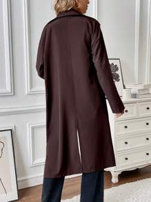 Chiquease 简约宽松翻领单排扣长袖女士中长款风衣