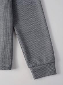 Manfinity Homme Men's Casual Solid Color Ribbed Long Sleeve Polo Shirt For Spring/Autumn - Grey - View 3