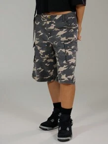 MUSERA 迷彩印花工装牛仔短裤，90年代春季可爱夏日晚宴优雅风。 - 彩色 - 查看 3