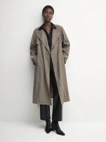 BizChic Women's Elegant Commuting Retro Plaid Trench Coat, & Christmas - Khaki - View 9