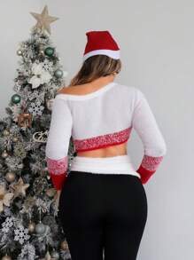 SHEIN SXY Sexy Cropped Christmas Sweater For Winter