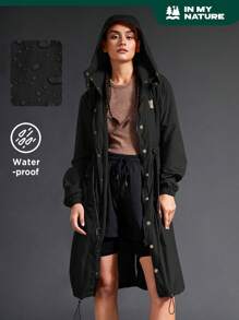 In My Nature 女士户外连帽防水长款雨衣 - 黑色 - 查看 1