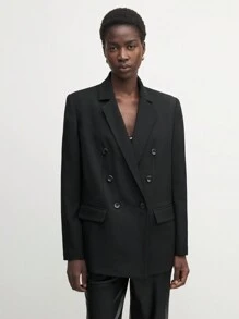BizChic Christmas Elegant Women's Black Office/Business Jacket Blazers