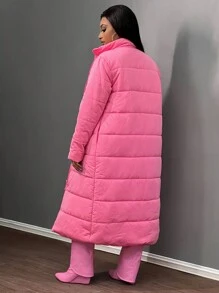 Slaydiva Damen einfarbiger Mantel mit Reißverschluss vorne, Langarm, mit Kapuze und Steppfutter