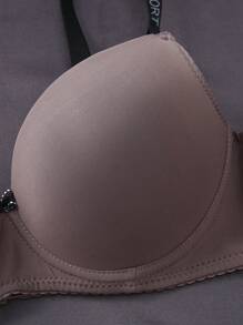 Set de 3 sujetadores para mujeres con diseño especial sin alambres, con relleno y tirantes acolchados de unicolor y simple