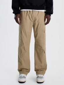 Musero Straight Leg Cargo Style Pockets Trousers Autumn Winter Streetstyle Wardrobe - Khaki - View 2
