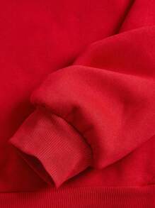 INAWLY 女士休闲圣诞字母印花抓绒卫衣套头衫秋季款 - 紅色 - 查看 3