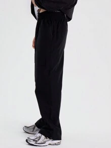 Musero Men Drawstring Utility Cargo Trousers - Black - View 3