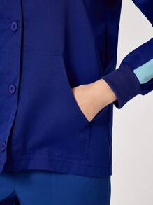 TaskEZ Giacca scolorata a maniche raglan con bottoni frontali, uniforme da camice a maniche lunghe - Blu - Visualizzare 7