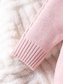 Baby Girl Fashionable Cute Solid Color Ruffle Trim Romper - Pink - View 6