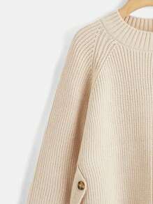 SHEIN 1 件 Tween Girl 插肩袖加厚时尚休闲套头衫，适合居家、外出、派对、返校、春季、夏季和秋季 - 杏色 - 查看 5