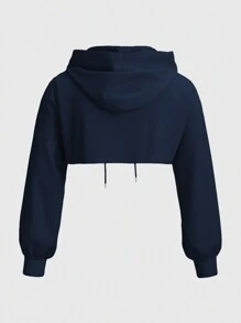 SHEIN EZwear Plus Size White Knit Cropped Sweatshirt Winter Fall Autumn - Blue - View 2