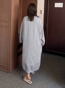 DAZY Animal Pattern Print Loose Casual Nightgown Pajama - Grey - View 2