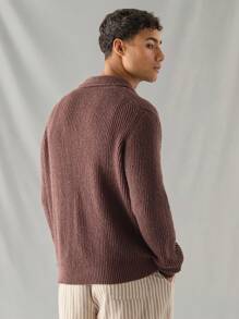 Manfinity VCAY Jersey de punto de manga larga con bolsillo y diseño suelto de parche, casual y de moda para hombres