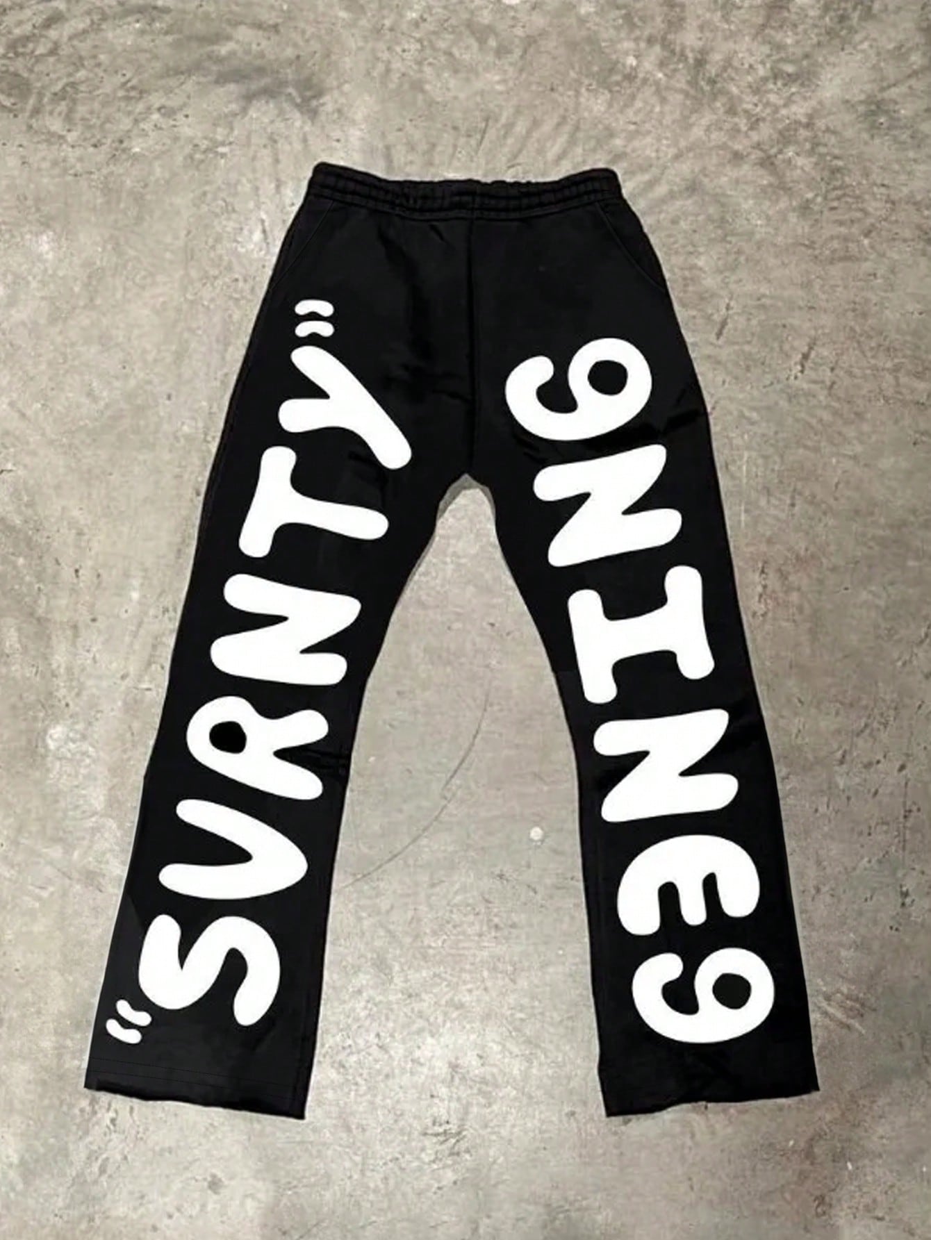 Plus Size Men's Letter Printed Elastic Waist Loose Casual Sweatpants