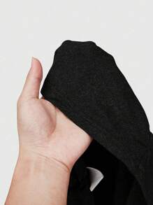 ROMWE Women's Kpop Summer Rhinestone Letter & Heart Asymmetrical Neck Ruched Casual Short Sleeve T-Shirt, For Carnival - Black - View 4