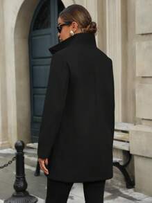 SHEIN Clasi Casual Cardigan Jacket With Patch Pockets Fall Cloth For Women - Black - View 2