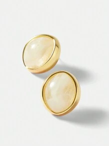 MOTF PREMIUM 1 PAIR WHITE RESIN HORSE EYE DESIGN STUD EARRINGS FOR WOMEN - Gold - View 6