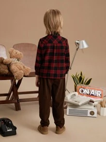 PrepCrw Camicia a maniche lunghe con colletto, a quadri, per ragazzi, rossa, per l'autunno/inverno - Rosso - Visualizzare 2