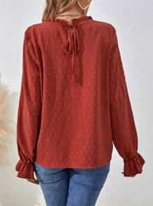SHEIN LUNE Camisa informal de manga larga con lunares suizos, otoño