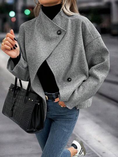 Aalyst Women's Casual Stand Collar Long Sleeve Coat, Autumn Fall Winter Cloth For Women