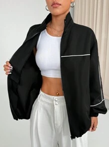 StreetHx 带条纹装饰的白色拉链运动夹克