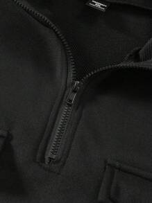 Manfinity Homme Men Plus Size Solid Color Long Sleeve Drawstring Hooded Sweatshirt, Casual Style For Autumn
