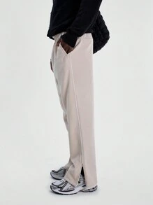 Musero Basic Plain Style Straight Leg Trouser SPRING SUMMER Streetstyle Capsule Wardrobe - Khaki - View 3