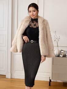 Modelyn Fitted Ribbed Knit Skirt - Multicolor - View 8