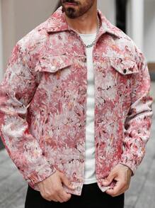 Manfinity Homme Men's Casual Vacation Style All-Over Floral Print Jacket With Flap Details