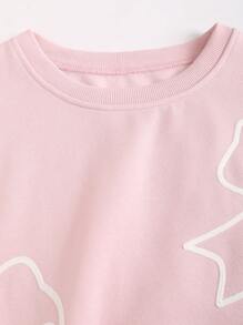 SHEIN Unity Women's Oversized Butterfly Print Crew Neck Loose Fit Casual Sweatshirt, Spring/Autumn Pullover Fall Sweatshirt - Pink - View 4