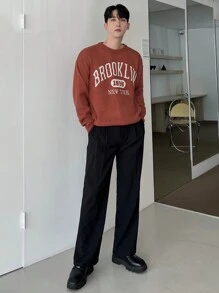 DAZY Pull décontracté à imprimé lettres pour hommes, vêtements d'automne