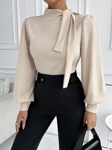 SHEIN Cottnline Women Champagne Neck Detailed Fashion Top - Beige - View 5
