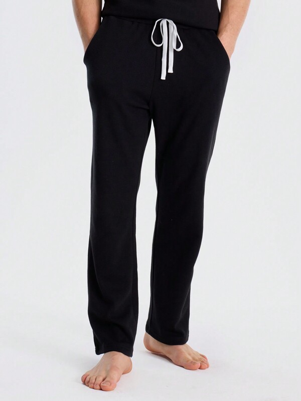 Musero Men Waffle Textured Drawstring Pants
